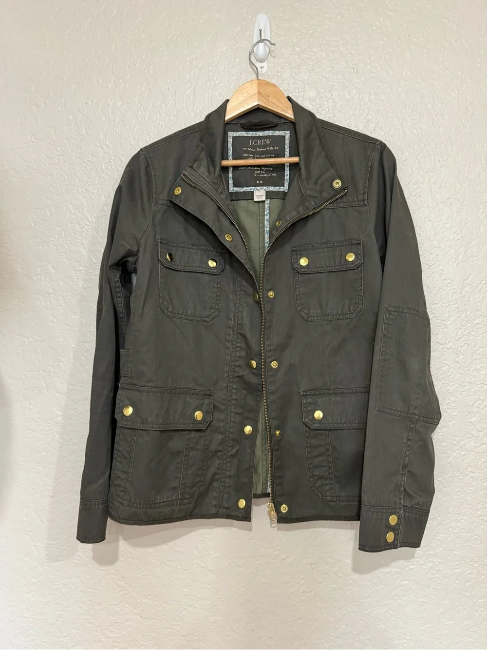 J.Crew Resin-Coated Cotton Twill Field Jacket Size Medium